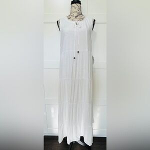 White Maxi Dress with Wooden Beads